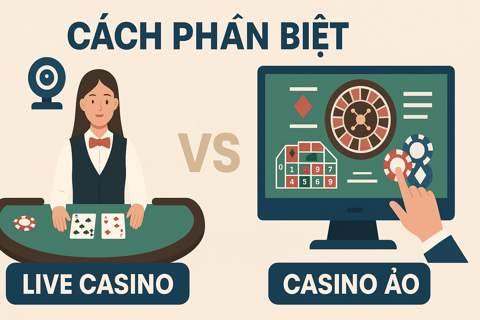 Cách phân biệt Live Casino và Casino ảo – Tất cả những gì bạn cần biết